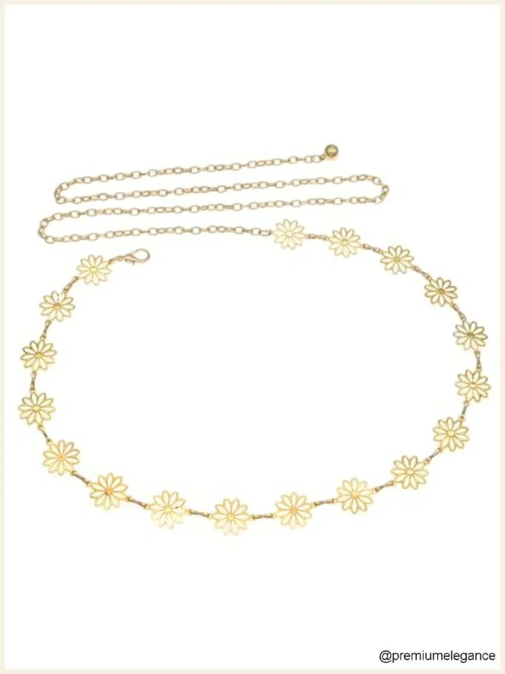 Women's Adjustable Flower Waist Chain Belt Metal Alloy Toggle Clasp